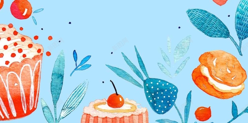 甜品夏季女装打折H5背景素材psd设计背景_新图网 https://ixintu.com 冰淇淋 背景 蓝色 面包 花 PSD素材 草 新品上市 5折促销 甜品 甜甜圈 夏季女装 打折