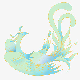 浅色绿色凤凰psd免抠素材_新图网 https://ixintu.com 凤凰 国潮 插画 精致
