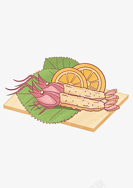 日式美食天妇罗炸虾插画png免抠素材_新图网 https://ixintu.com 插画 美食 虾 手绘