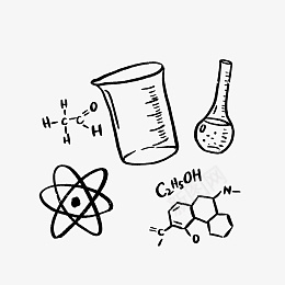 开学季化学课涂鸦png免抠素材_新图网 https://ixintu.com 开学季 公式 分子 化学 教具 涂鸦 烧杯 生物 知识 科学 试管