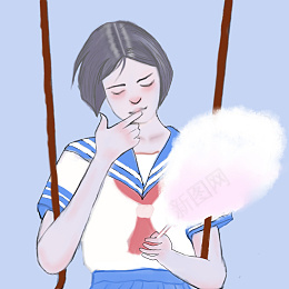 手绘简约小女生png免抠素材_新图网 https://ixintu.com 手绘图 可更换背景 清新 水手服