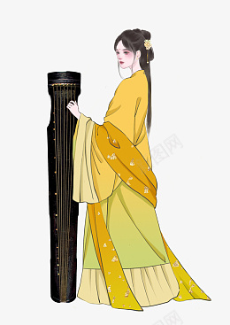 古筝跟古装女孩png免抠素材_新图网 https://ixintu.com 古筝 古装 女孩 插画