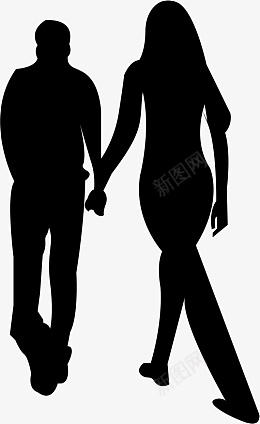 情人节情侣并肩前行剪影png免抠素材_新图网 https://ixintu.com 情人节 情侣 剪影 并肩前行