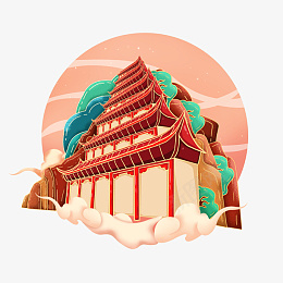 工笔风敦煌莫高窟png免抠素材_新图网 https://ixintu.com 工笔风 敦煌 莫高窟 旅游