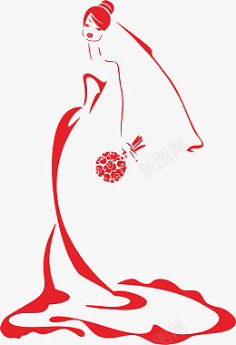 结婚新娘矢量免扣图png免抠素材_新图网 https://ixintu.com 结婚 新娘 鲜花 矢量图 喜庆 红色