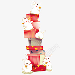 中秋节月兔礼盒png免抠素材_新图网 https://ixintu.com 中秋节 月兔 兔兔 兔子 礼物堆 礼盒
