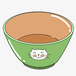 手绘绿色猫咪饭碗png免抠素材_新图网 https://ixintu.com 儿童餐具 儿童饭碗 猫咪印花 绿色的碗 卡通碗 双色碗 手绘 插画