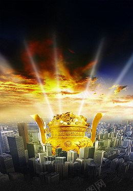 城市中的聚宝盆海报素材psd免抠素材_新图网 https://ixintu.com 新年图片 聚宝盆 金币元宝 城市 乌云 彩云 城市背景