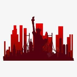 美国纽约建筑剪影矢量素材素材