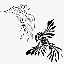 白描手绘凤凰图ai免抠素材_新图网 https://ixintu.com 国潮 凤凰 手绘 中国风