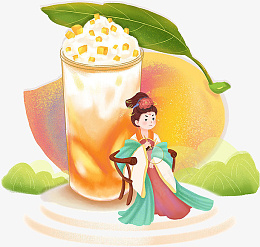 贵妃芒果冷饮古风插画png免抠素材_新图网 https://ixintu.com 贵妃 芒果 冷饮 古风 插画