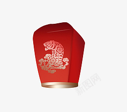 虎虎生威孔明灯psd免抠素材_新图网 https://ixintu.com 2022虎年 灯笼 孔明灯 红色