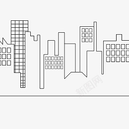 线描城市楼房png免抠素材_新图网 https://ixintu.com 城市 楼房 线描 线稿 高楼