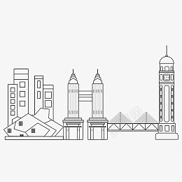 线描重庆建筑png免抠素材_新图网 https://ixintu.com 重庆大剧院 双子塔 建筑群 解放碑 地标 城市 建筑 线描 重庆