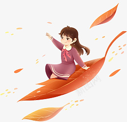 秋天节气女孩坐树叶png免抠素材_新图网 https://ixintu.com 秋天 节气 女孩 乘坐树叶