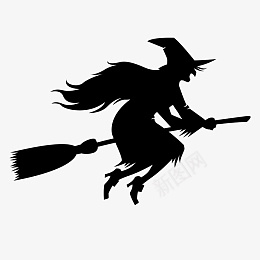 万圣节飞行魔女psd免抠素材_新图网 https://ixintu.com 万圣节 矢量图 黑色 节日元素