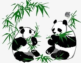 只是上了色熊猫吃竹子png免抠素材_新图网 https://ixintu.com 熊猫 竹子 绿色 上色