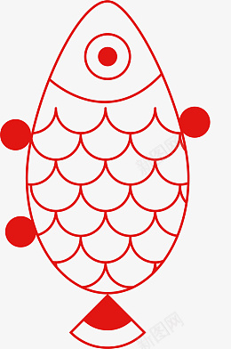 红色中国风线条鱼ai免抠素材_新图网 https://ixintu.com 鱼 手绘鱼 中风鱼 线条鱼