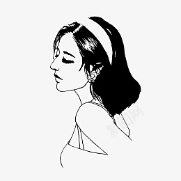 黑白短发清新美女剪影手绘图ai免抠素材_新图网 https://ixintu.com 清新 美女 剪影 手绘