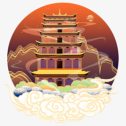 云端楼阁插画png免抠素材_新图网 https://ixintu.com 节日 庆典 标签画 云端楼阁