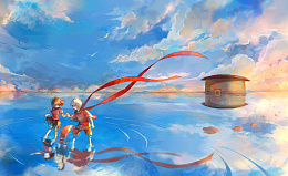 素描油画手绘png免抠素材_新图网 https://ixintu.com 人物 风景 天空 油画