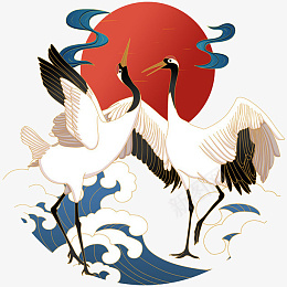 国潮动物一对仙鹤png免抠素材_新图网 https://ixintu.com 国潮 动物 一对 仙鹤