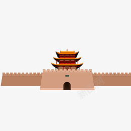 卡通手绘嘉峪关建筑设计郧png免抠素材_新图网 https://ixintu.com 插画设计 旅游景区 嘉峪关 卡通 建筑 手绘 旅行