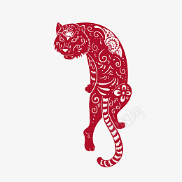 剪纸窗花虎年红色老虎psd免抠素材_新图网 https://ixintu.com 剪纸 虎年 红色 老虎