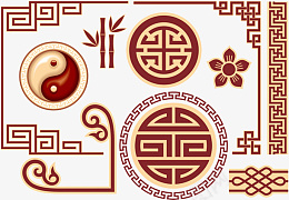 太极八卦图竹子png免抠素材_新图网 https://ixintu.com 太极 竹子 窗户 叶子