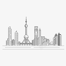 手绘线条城市上海建筑png免抠素材_新图网 https://ixintu.com 上海建筑 东方明珠 城市剪影 城市线条 旅游景点 金茂大厦 上海 地标 外滩 建筑 手绘 线描 线稿