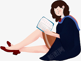原创看书学士服学生毕业季png免抠素材_新图网 https://ixintu.com 原创 看书 学士服 学生 毕业季