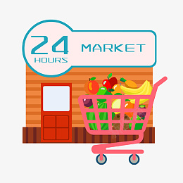 超市24小时便利店png免抠素材_新图网 https://ixintu.com 便利店 购物车 商店 电商 购物 超市