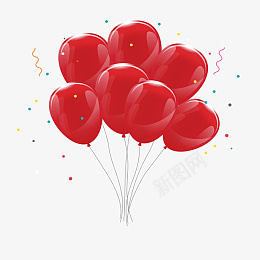 节日庆祝气球png免抠素材_新图网 https://ixintu.com 节日 庆祝 气球 红色 彩带 背景装饰元素