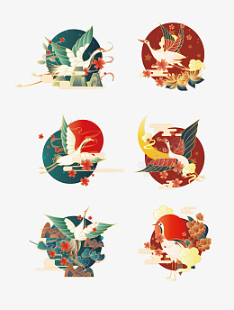 矢量手绘渐变国潮仙鹤场景装饰元素png免抠素材_新图网 https://ixintu.com 矢量 手绘 渐变 国潮 仙鹤 场景 装饰 元素