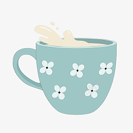 蓝色卡通茶杯插画吓png免抠素材_新图网 https://ixintu.com 白色的花纹 蓝色的杯子 蓝色的茶杯 白色牛奶 咖啡杯 马克杯 水杯