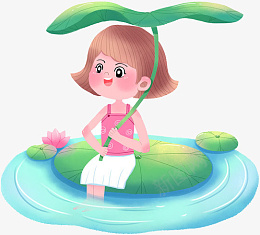 小清新女孩夏天荷塘避暑png免抠素材_新图网 https://ixintu.com 小清新 女孩 夏天 荷塘 避暑