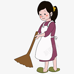 卡通矢量正在打扫的妈妈png免抠素材_新图网 https://ixintu.com 干活女人 劳动 妇女 家务 干活 扫地 除尘