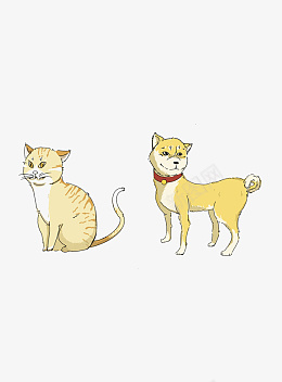 手绘猫咪大黄狗png免抠素材_新图网 https://ixintu.com 动物可爱 萌萌哒的小动物 卡通动物 装饰卡通 小清新海报设计 手绘动物头像 可爱猫咪