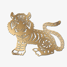 烫金老虎剪纸风元素ai免抠素材_新图网 https://ixintu.com 烫金 老虎 剪纸风 元素
