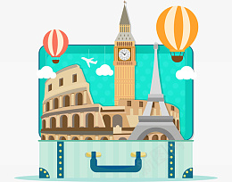 卡通矢量打开的旅行箱png免抠素材_新图网 https://ixintu.com 卡通 矢量图案 著名建筑 打开的旅行箱 旅行 旅游