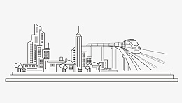 城市线条高铁动车线条png免抠素材_新图网 https://ixintu.com 城市线条 城市线稿 线条剪影 高铁动车 矢量 线性 高架