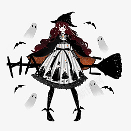 万圣节手绘的小魔女png免抠素材_新图网 https://ixintu.com 万圣节 素材 卡通 手绘