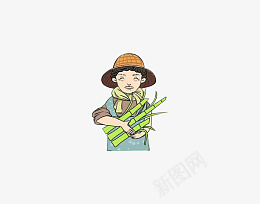 卡通竹子农夫psd免抠素材_新图网 https://ixintu.com 卡通 竹子 农夫 农民 稻谷 漫画 卡通人物 老爷爷