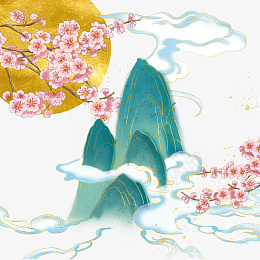国潮山水古风古典桂花素材png免抠素材_新图网 https://ixintu.com 国潮山水 古风 古典 桂花