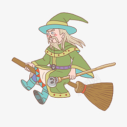 万圣节扫把魔法师png免抠素材_新图网 https://ixintu.com 万圣节 素材 卡通 手绘