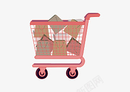 手绘购物车素psd免抠素材_新图网 https://ixintu.com 手绘 购物车 插画 元素