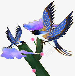 七夕节枝头双只喜鹊png免抠素材_新图网 https://ixintu.com 七夕节 枝头 双只 喜鹊