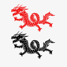 龙抬头龙元素ai免抠素材_新图网 https://ixintu.com 中国 传统 剪影 红色 金黄色龙抬头龙图案 龙的传人