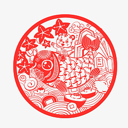 2022春节虎年剪纸中国风喜庆锦鲤窗花psd免抠素材_新图网 https://ixintu.com 2022 春节 虎年 剪纸 中国风 喜庆 锦鲤 窗花