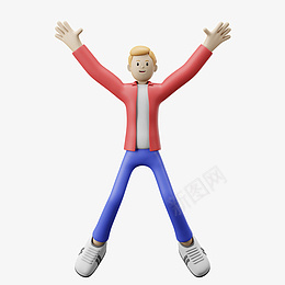 C4D人物欢呼跳跃红衬衫png免抠素材_新图网 https://ixintu.com C4D 人物 欢呼 跳跃